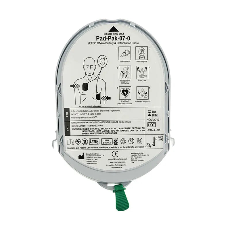 HeartSine PAD-PAK-07 batteri og elektroder