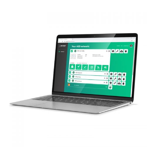 Infoskærm forbundet til udendørs hjertestarterskab